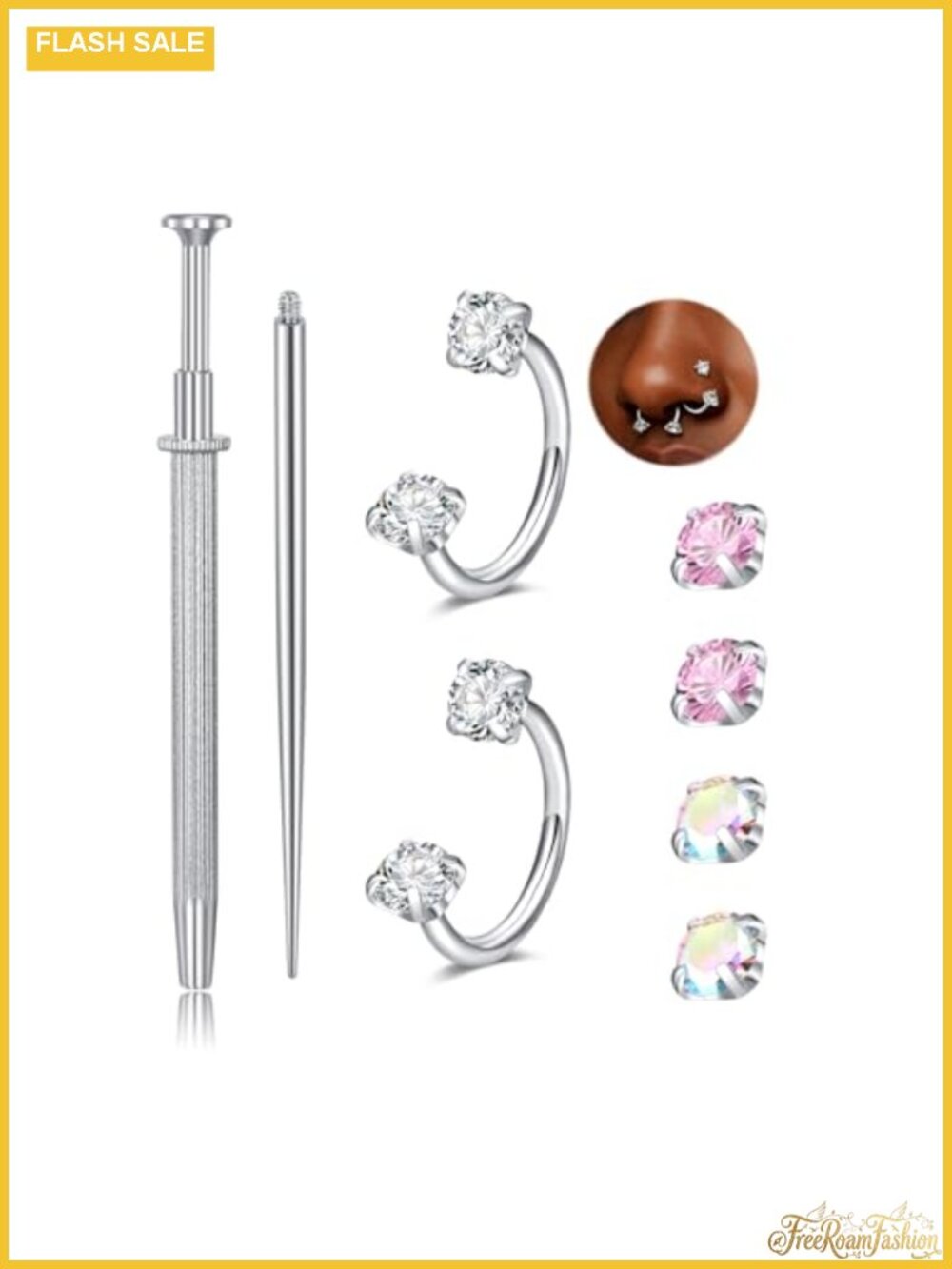 18g Surgical Stainless Steel Horseshoe Nose Ring Hypoallergenic Piercing